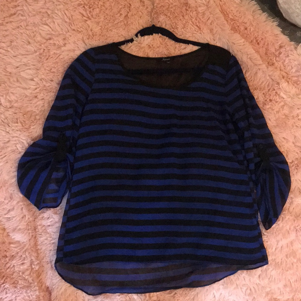 Blue and Black Striped Shirt